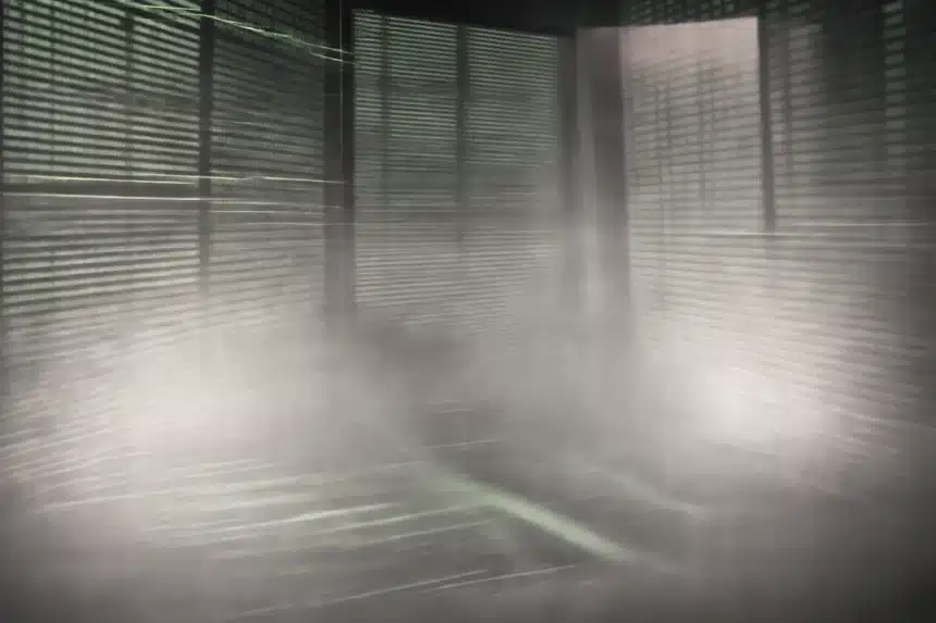 Developer workspace with AI coding assistant and declining commit count graph