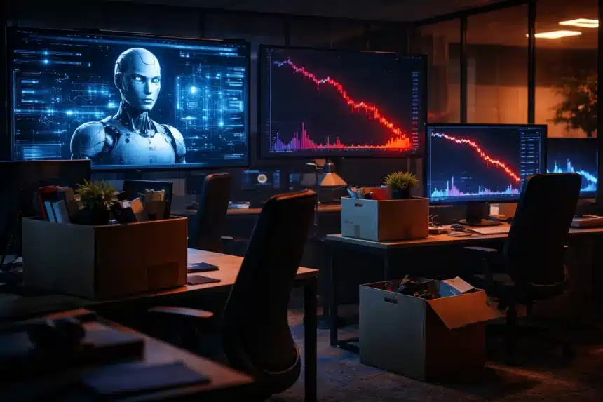 Crypto company layoffs 2026 AI workforce cuts empty office