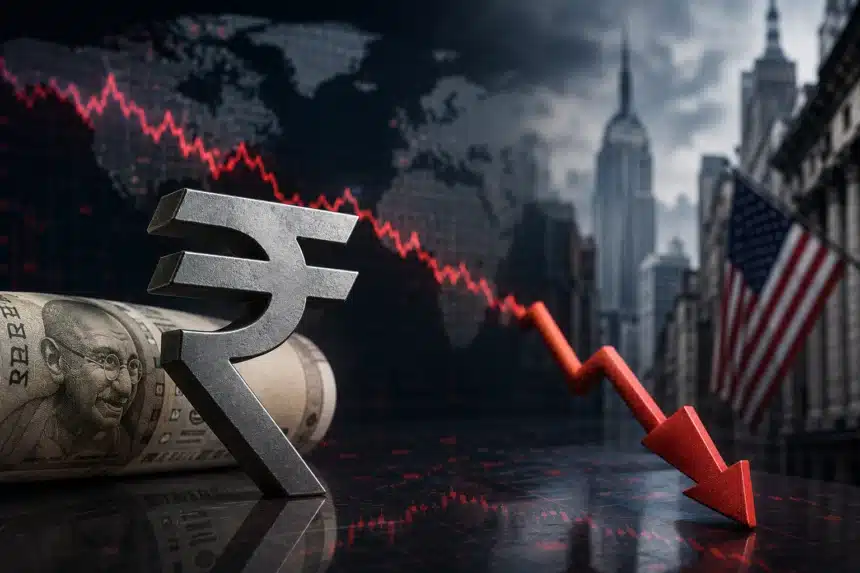 The Indian Rupee fell to an all time low of 83.60 against the US Dollar on [Insert Current Date Here].