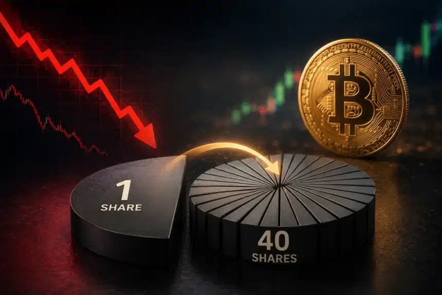 Bitcoin firm Nakamoto is planning a 1-for-40 stock split following a 99% price plunge, a move aimed at making its stock more attractive to investors.