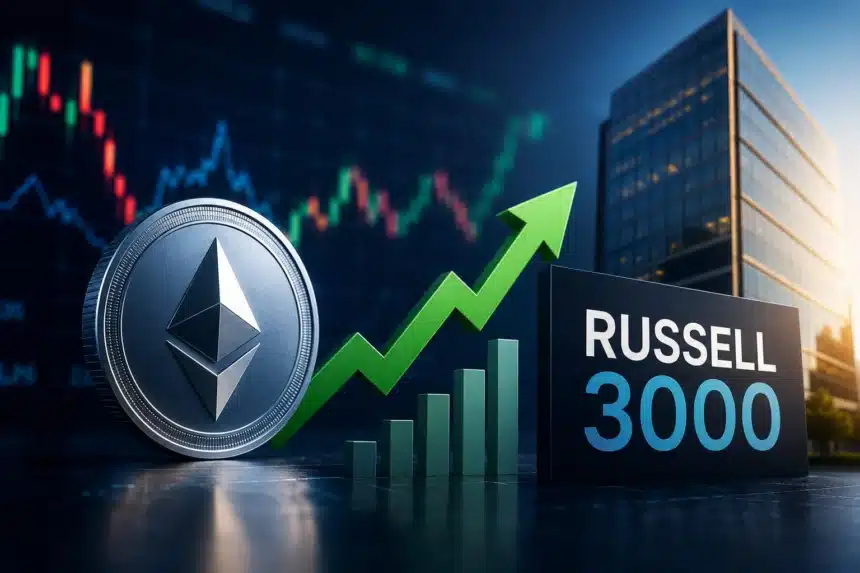 Bitmine's Tom Lee suggests the company may be included in the Russell 3000 index, potentially boosting stock prices.