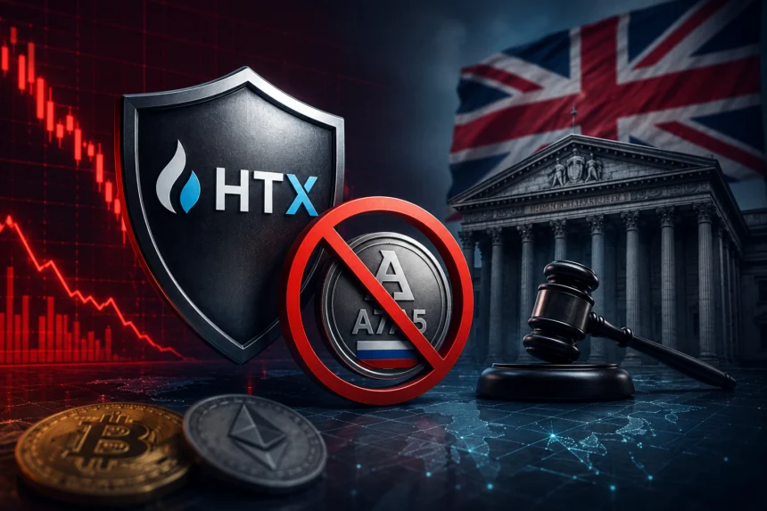 Crypto exchange HTX faces U.K. sanctions over alleged cooperation with ruble stablecoin A7A5, with authorities citing "reasonable grounds to suspect" assistance to Russia.