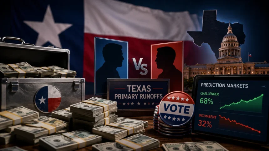 Crypto PAC money pours into Texas primary runoffs, as prediction markets favor challengers
