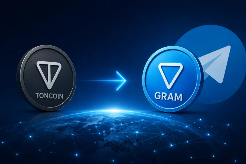 Pavel Durov officially renamed TON’s native token from Toncoin to Gram on June 1, 2026.
