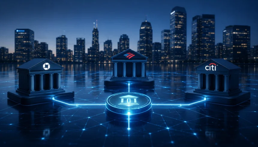 JPMorgan, Bank of America, and Citi are jointly developing a shared tokenized deposit network targeting a 2027 launch.