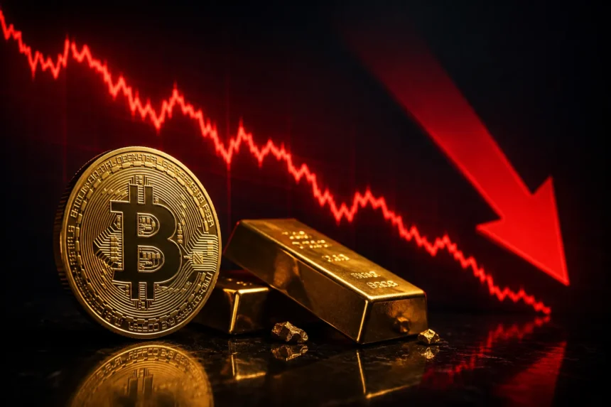 Bitcoin and gold price