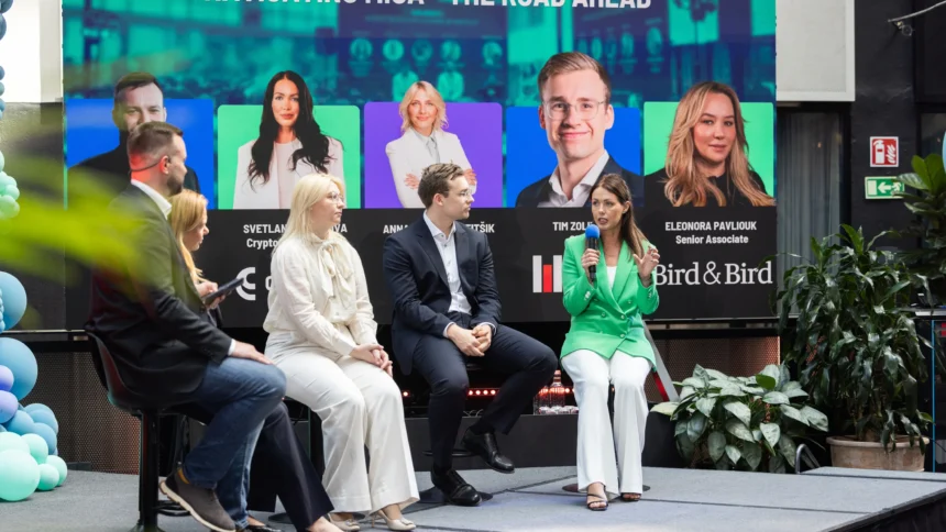 Panel discussion titled Navigating MiCA, the road ahead, at the Nordic Blockchain Conference 2026 in Stockholm