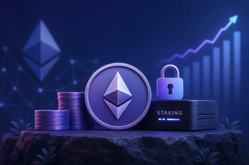 The total value locked in Ethereum staking is around $10 billion as of January 2024.
