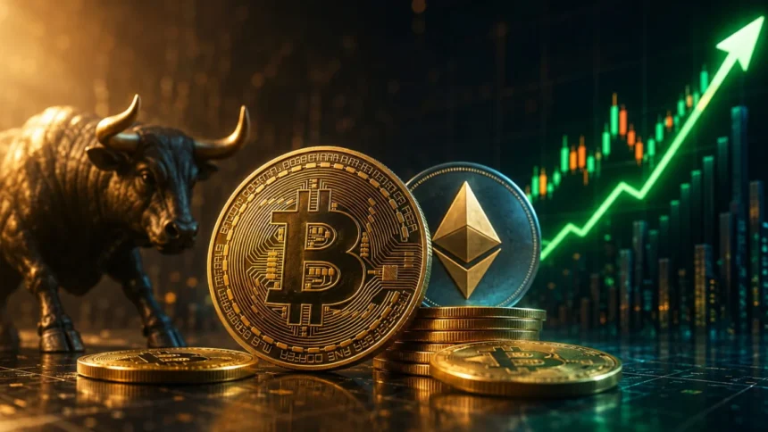 Bitcoin price and Sharplink ETH purchase market illustration