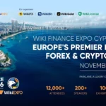 Wiki Finance Expo Cyprus 2026 hero image showing the Limassol waterfront skyline at golden hour